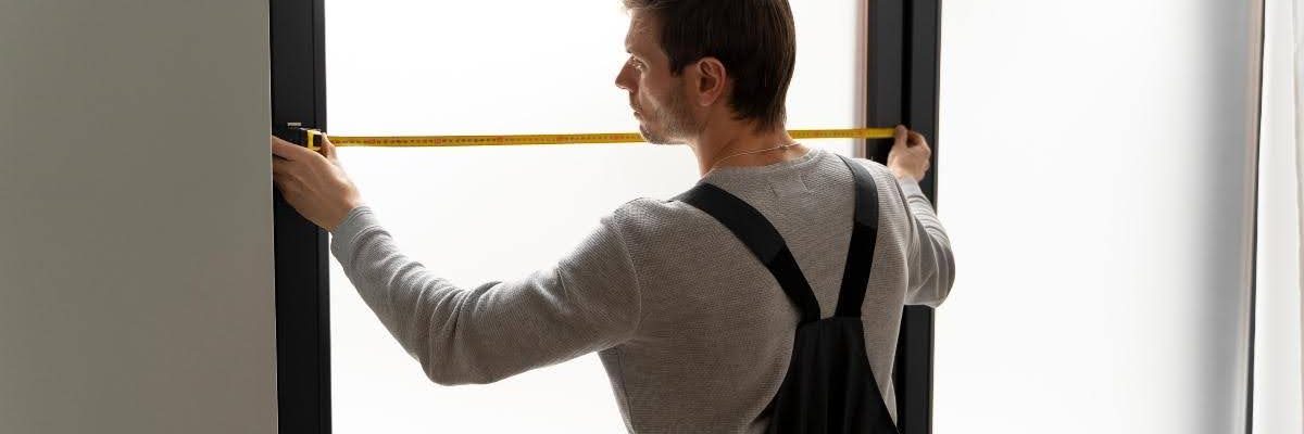 Contractor taking measurements and deciding what is a good R-value for windows​.